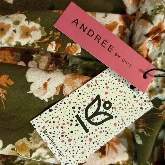 Andrew by Unit Olive Green Floral Dress. NWT. Size 1X. - Picture 4 of 7